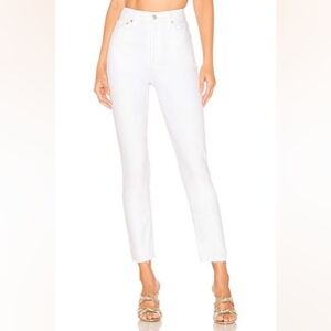 Agolde Nico High Rise Raw Hem White Jeans Size 28